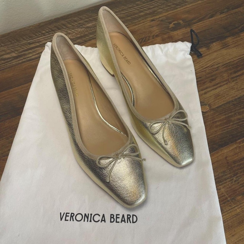 NWT Veronica Beard Metallic Ballet Pumps 8.5